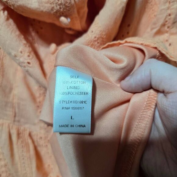 Altar'd State Layla Eyelet Embroidered Coral Mini Dress - Picture 6 of 6